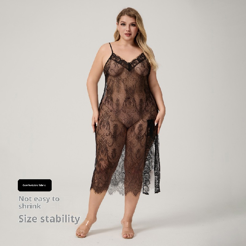 Black Lace Plus Size Nightgown
